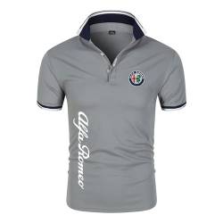 Herren T-Shirt Golf Poloshirt für Al-FA Ro.meo Aufdruck Rugby T-Shirts Jersey Kurzärmelig Leichte Poloshirts Tennis Tops T-Shirt – Geschenk Teenager-Gray||L von LSTQPK