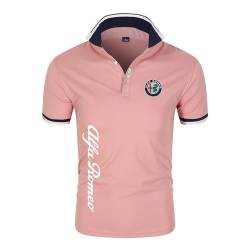 Herren T-Shirt Golf Poloshirt für Al-FA Ro.meo Aufdruck Rugby T-Shirts Jersey Kurzärmelig Leichte Poloshirts Tennis Tops T-Shirt – Geschenk Teenager-Pink||L von LSTQPK