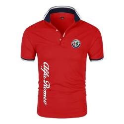 Herren T-Shirt Golf Poloshirt für Al-FA Ro.meo Aufdruck Rugby T-Shirts Jersey Kurzärmelig Leichte Poloshirts Tennis Tops T-Shirt – Geschenk Teenager-Red||4XL von LSTQPK