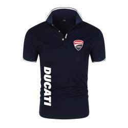 Herren T-Shirt Golf Poloshirt für Ducati Aufdruck Rugby T-Shirts Jersey Kurzärmlig Leichte Poloshirts Tennis Tops T-Shirt – Geschenk Teenager-Navy Blue||L von LSTQPK