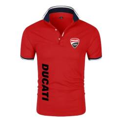 Herren T-Shirt Golf Poloshirt für Ducati Aufdruck Rugby T-Shirts Jersey Kurzärmlig Leichte Poloshirts Tennis Tops T-Shirt – Geschenk Teenager-Red||L von LSTQPK