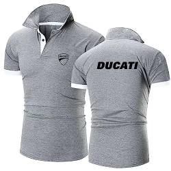 Herren T-Shirts Golf Poloshirts für Ducati Bedruckt Rugby T-Shirt Revers Polo T-Shirts Sport T-Shirts – Geschenke Teenager-Gray||XL von LSTQPK
