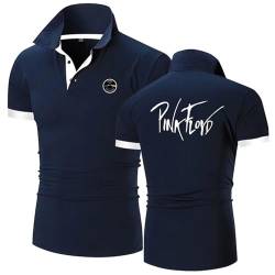 Herren T-Shirts Golf Poloshirts für Pink Floyd Aufdruck Rugby T-Shirt Revers Polo T-Shirts Sport T-Shirts – Geschenke Teenager-Navy Blue||XL von LSTQPK