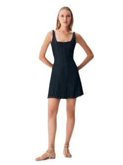 LTB Jeans Damen Jeanskleid Sarina - Lässiges Kleid Damen mit Reißverschluss und Quadratischem Ausschnitt in der Farbe Blau - Größe XS von LTB Jeans
