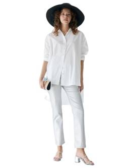 LTB Jeans Damenhemd Debete aus Baumwolle Langarm mit Druckknopf in Weiß - Größe S von LTB Jeans