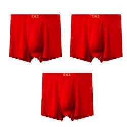 Herren-Boxershorts, Baumwolle, lockere Passform, weiche und atmungsaktive Unterwäsche, hohe Taille, für große und große Jungs, 3er-Pack, rot, 9XL Große Größen von LTHTX