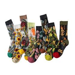 LTHTX 5/8 Paar transparente Damensocken, ultradünne Kristallseide, kurze Fußkettchen, Blumen-Muster, Seidenstrümpfe von LTHTX