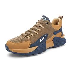 LTHTX Herren-Luftkissen-Freizeitschuhe, elastisches Band, atmungsaktive Laufschuhe, Leichtathletik-Sporttrainer, Tennis-Basketballschuhe (Khaki, 42) von LTHTX