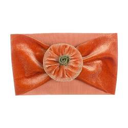 Baby Mädchen Stirnband Halloween Kürbis bedruckte Haarbänder Schleife geknotet Headwrap für Neugeborene Baby Schleifen Haarband Weihnachten (Orange, One Size) von LTWOTEJNG