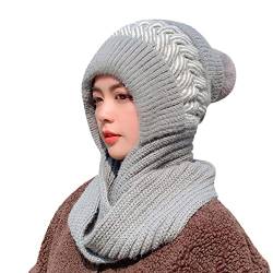 LTWOTEJNG Damen Winter Slouchy Strick Warme Mützen Wollmütze Schal Integrierte Pullover Mütze Niedliche Eltern Kind Strickmütze Piloten Kostüm von LTWOTEJNG