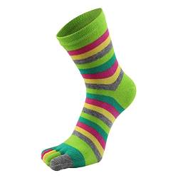 LTWOTEJNG Damenmode-Regenbogensocken Atmungsaktive Fünf-Zehen-Socken-Mittelrohr-Haushaltssocken Herren Socken 39-42 (Green, One Size) von LTWOTEJNG