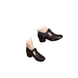 Women's Retro Ethnic Style Casual Shoes, Casual Dress Shoes (Black,35) von LTZPPZT