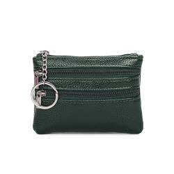 Damen Mini Geldbörse Münzbeutel Klein Portemonnaie Geldbeutel mit Reißverschluss und Schlüsselring Coin Purse Wallet Münzbörse (Grün) von LUANGHUAN