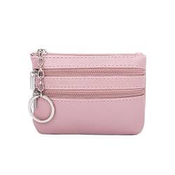 Damen Mini Geldbörse Münzbeutel Klein Portemonnaie Geldbeutel mit Reißverschluss und Schlüsselring Coin Purse Wallet Münzbörse (Rosa) von LUANGHUAN