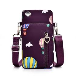 LUANGHUAN Handytasche zum Umhängen 19x10x4cm Handy Umhängetasche Crossbody Damen Herren, Mini Crossbody Schultertasche Handytasche (Lila roter Ballon) von LUANGHUAN