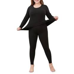 LUBOSE Damen Thermounterwäsche Set hautfreundliche Unterwäsche im Winter Hohe Taille Unterwäsche im Herbst und Winter (5XL, Schwarz) von LUBOSE