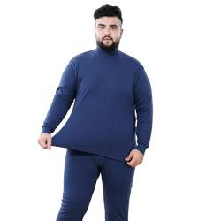 LUBOSE Herren Baumwolle Thermounterwäsche Set Super Weich Unterwäsche Set Langarm Hosen Set (6XL, Marineblau) von LUBOSE