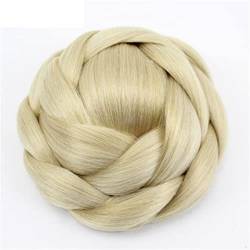 Brötchen Haarteil 12 cm hitzebeständige Faser schwarz/blond Frauen synthetische Haarknoten Clip-in Chignons Brötchenverlängerung (Color : #613) von LUCBEI