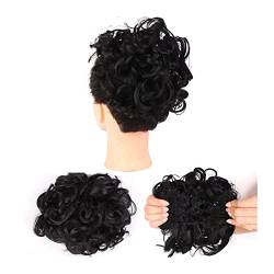 Bun Haarteile Messy Curly Hair Dutt Extensions Hochsteckfrisur Haarteil Chignons Easy Stretch Hair Combs Clip in Pferdeschwanz Extensions for Frauen Echthaar Haarteil Haargummi (Color : Q8-1B) von LUCBEI