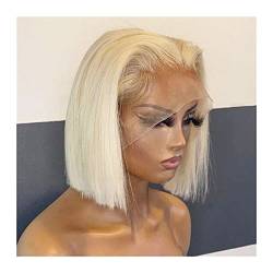 Perücken 613 Blonde Bob-Perücke, kurze, gerade Perücke, vorgezupfte T-Teil-Spitze, Echthaar-Perücken mit Babyhaar, brasilianisches Haar, 8–16 Zoll, HD, transparent, gerade, Bob-Perücke Für die täglich von LUCBEI