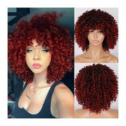 Perücken Afro Bomb Curly Perücken for schwarze Frauen, kurze Afro Kinky Curly Perücke mit Pony, 30,5 cm, synthetische, hitzebeständige, voll gelockte Perücke perücke fasching (Color : 008, Size : 12 von LUCBEI