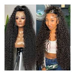 Perücken Deep Wave Lace Wig Glueless 360 Lace Front Perücken Long Wave Curly 13x4 Echthaar Lace Frontal Perücken Brasilianisches Remy Haar Curly 4x4 Lace Perücken for Frauen perücke fasching (Color : von LUCBEI