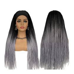 Perücken Geflochtene Stirnbandperücke for schwarze Frauen, 22-28" lange Box geflochtene Perücken Twist Crochet Hair Cornrow Braid Perücke synthetische Stirnbandperücke Für die tägliche Party. (Color von LUCBEI