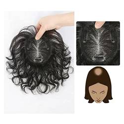 Perücken Perückenstück Damen Kopfhaarersatz Mama Abdeckung Weißes Haar Flauschig Erhöhen Sie die Menge an Echthaar Echthaar Haarteil perücke fasching (Color : 03-(9x9)15CM black) von LUCBEI