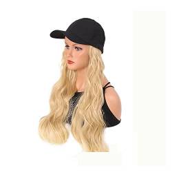 perücken mit kapuze Synthetische Baseballkappe mit Haarverlängerungen, gerade blonde Hutperücke, verstellbar for Frau, braun-schwarze Farbe perücke (Color : YSD1-27T613) von LUCBEI