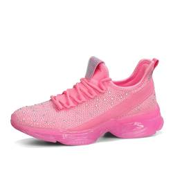 LUCK STEP Damen Strass Slip On Walking Schuhe Mode Atmungsaktiv Sparkle Glitter Sneaker (Rosa, 8.5US-39EU-6UK) von LUCK STEP