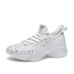 LUCK STEP Damen Strass Slip On Walking Schuhe Mode Atmungsaktiv Sparkle Glitter Sneaker (Weiß, 8.5US-39EU-6UK) von LUCK STEP