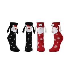 2 Paar Magnetsocken Winteredition, Magnetic Socks Winter Edition, Hand in Hand Weihnachtssocken, Lustige Magnetische Weihnachten Socken, Weihnachten Händchen Halten Socken, Paar Socken (Baumwolle, D) von LUCKKY