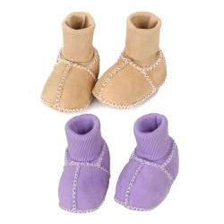 LUCKKY 2 Paare Warme Pelz-Babysocken, Warme Pelz-Babysocken, Baby Sockenschuhe Winterplüsch-rutschfeste Kleinkind-Schuhe, Baby Unisex Krabbelschuhe Baby Barfußschuhe Lauflernschuhe (B, 12CM) von LUCKKY