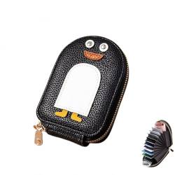 LUCKKY Cute Penguins PU Credit Card Coin Wallet, Kreative Cartoon Penguin Akkordeon-Kartenmappe, Mini Portmonee Münzbörse, tragbare Kreditkartenetui mit Mehreren Kartenfächern (Schwarz) von LUCKKY