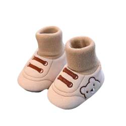 LUCKKY Süße Baby-Winterschuhe, Baby Cute Winter Shoes, Unisex-Baby Neugeborenes Fleece Booties, Kinder Wärme Gefütterte Schneestiefel Baby Rutschfest Stiefel Krabbelschuhe (Khaki, 12CM) von LUCKKY