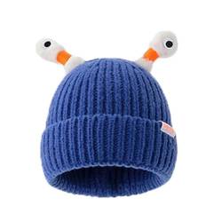 Winter Parent-Child Cute Glowing Little Monster Knit Hat, Eltern-Kind Beanie Mütze, lustige leuchtende Monster-Strickmütze, Wintermütze Mütze Warme Strickmütze für Damen, Mädchen (Blau) von LUCKKY