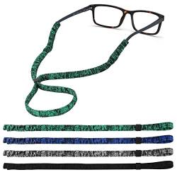 LUCKNIGHT 4 Stück Sport Brillenband, Weiche Sportbrillenband, Einstellbar Brille Kordel Halte, Wassersport Anti-Lost Brillenband für Sonnenbrillen und Lesebrillen,Geeignet für Männer und Frauen von LUCKNIGHT