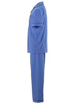 LUCKY Herren Pyjama Set Kurzarm 2 teilig Schlafanzug Knopfleiste Schlafshirt Winter, Farbe:Blau, Größe:XL von LUCKY
