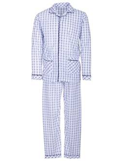 LUCKY Herren Pyjama Set Shirt und Hose Schlafanzug Langarm Knöpfe Schlafshirt (as3, Alpha, x_l, Regular, Regular, Weiß) von LUCKY