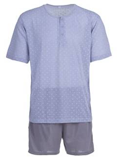LUCKY Herren Shorty Pyjama Set Kurzarm Knopf Loungewear 2-TLG., Farbe:Grau, Größe:XXL von LUCKY