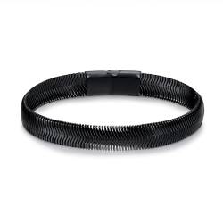 LUCKY2+7 Armband Herren-Edelstahl Magnetschnalle Verlängerungsschnalle Schwarz Silber von LUCKY2+7