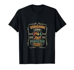 80. Geburtstag Dekoration Herren Vintage Juni 1944 80 Jahre alt T-Shirt von LUCKYSTAR EXPRESS