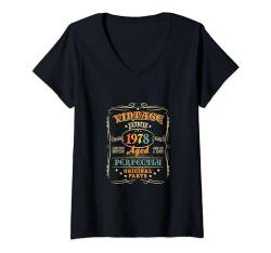 Damen 46. Geburtstag Dekoration Herren Vintage Juni 1978 46 Jahre alt T-Shirt mit V-Ausschnitt von LUCKYSTAR EXPRESS