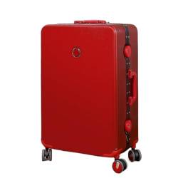 LUDAOER Trolley-Koffer Herren- und Damen-Koffer mit Aluminiumrahmen, Universalrad, Trolley-Koffer, Passwort-Box, Boarding-Koffer, Koffer Reisekoffer (Color : Red, Size : 20in) von LUDAOER