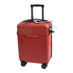 LUDAOER Trolley-Koffer Multifunktionaler 20-Zoll-Boarding-Koffer mit Frontöffnung, Kleiner Leichter Trolley-Koffer, 24-Zoll-Koffer Reisekoffer (Color : Red, Size : 22in) von LUDAOER