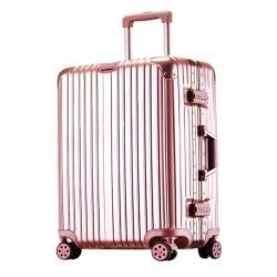 LUDAOER Trolley-Koffer Trolley-Koffer, Universal-Rollenkoffer, Herren- und Damenkoffer, Passwortbox-Koffer, Koffer Reisekoffer (Color : Pink, Size : 24in) von LUDAOER