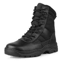 LUDEY Einsatzstiefel Herren Zipper Kampfstiefel Springerstiefel Militär stiefel Tactical Boots Herren security Schuhe Wanderschuhe Schwarz 43EU von LUDEY