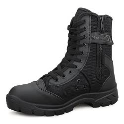 LUDEY Herren Militär Stiefel Schwarz Kampfstiefel Schnürboots Armeestiefel einsatzstiefel Springerstiefel Militär Schuhe SN-307 B-Schwarz 42 EU von LUDEY