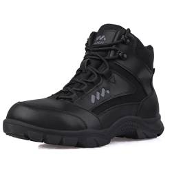 LUDEY Militärstiefel Herren Wasserdicht Einsatzstiefel Leder Kampfstiefel Leichte Armee Stiefel Bequeme Springerstiefel Schuhe Schwarze-38EU von LUDEY