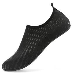 LUEDKA Badeschuhe Damen Herren Wasserschuhe Aquaschuhe Schnell trocknend Schwimmschuhe Atmungsaktiv Strandschuhe Slip on Tauchschuhe Leicht Surfschuhe (Schwarz,44 EU) von LUEDKA